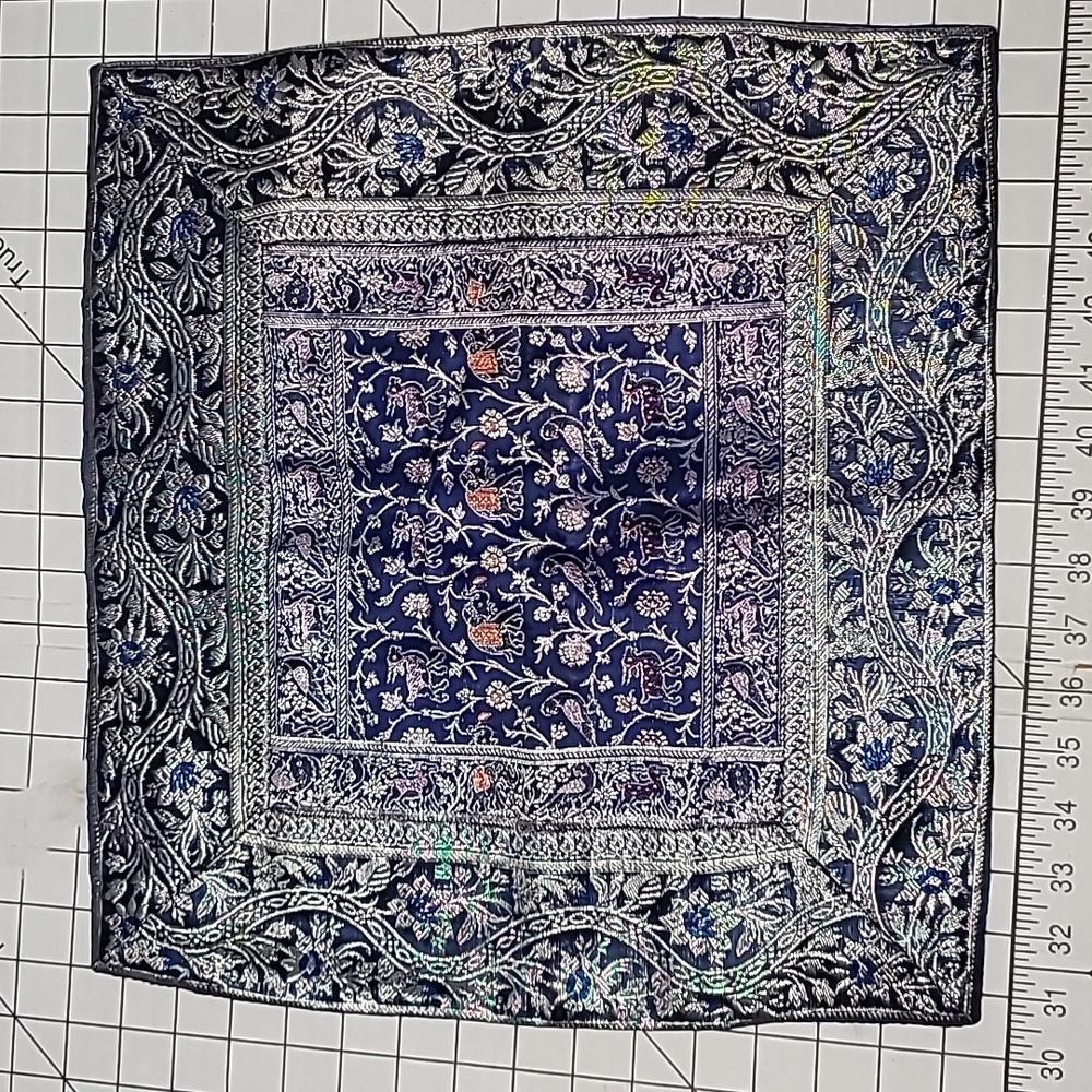 Vintage Pillow Cover, New Unused 16.5‎ x 16.5 Blue and Gold, 2000
